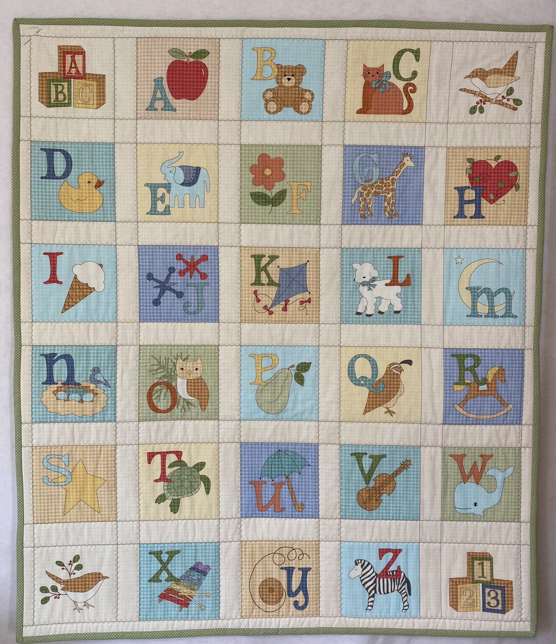 Baby Quilt Wall Hanging or Play Blanket. Alphabet Design Etsy