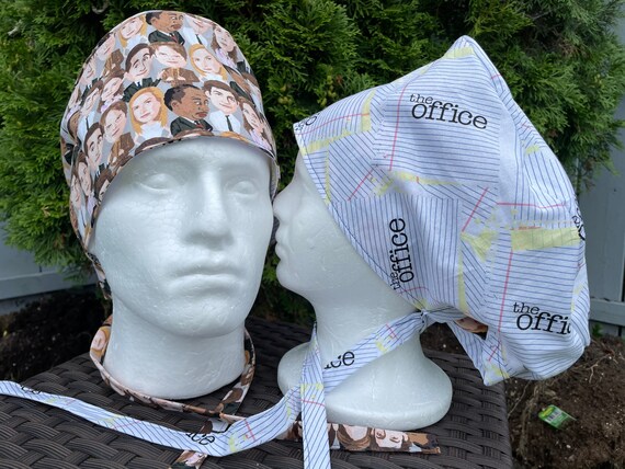 Surgical / Scrub cap 2 different themed / unisex / reversible with buttons extra