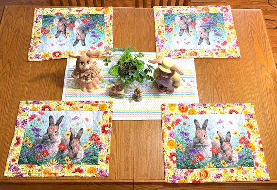 Bunny placemats set of 4 15” x 20”