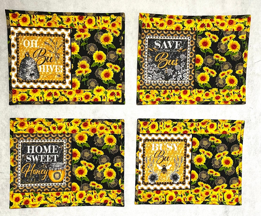 Sunflower & Bee Placemats With Napkins, Set of 4 - Etsy