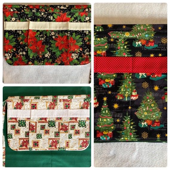 Walkers or wheelchair carryall bags. Choose from 3 Christmas fabrics