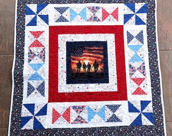 American honor rare find completed custom designed quilt  51” x 55”