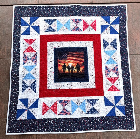 American honor rare find completed custom designed quilt  51” x 55”