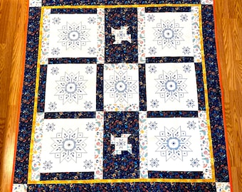Quilt “old style beauty”63” x 68” with hand embroidery