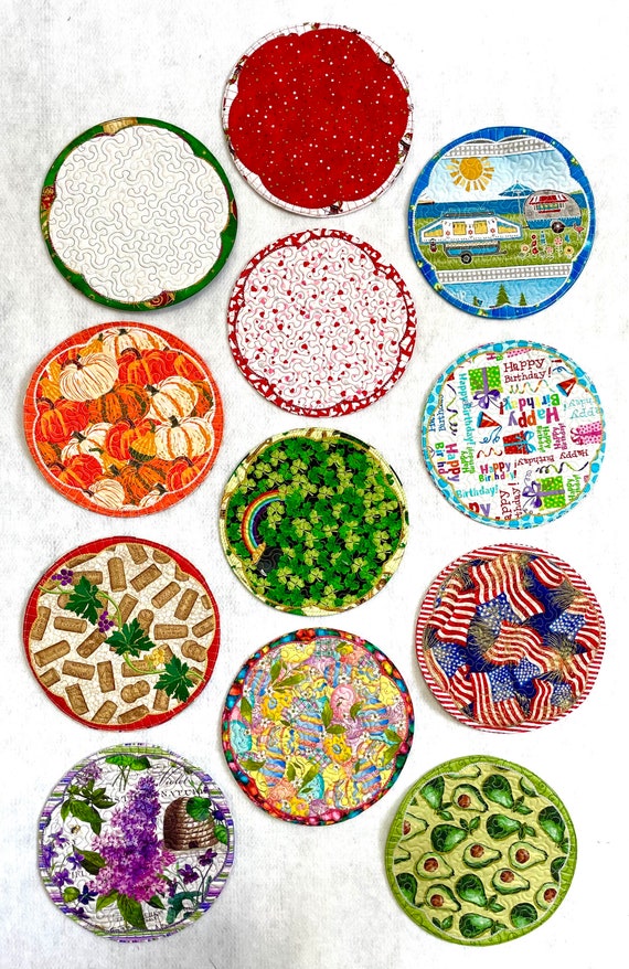 Mug rug / Mini table mats Holiday set 9β diameter / check all pictures