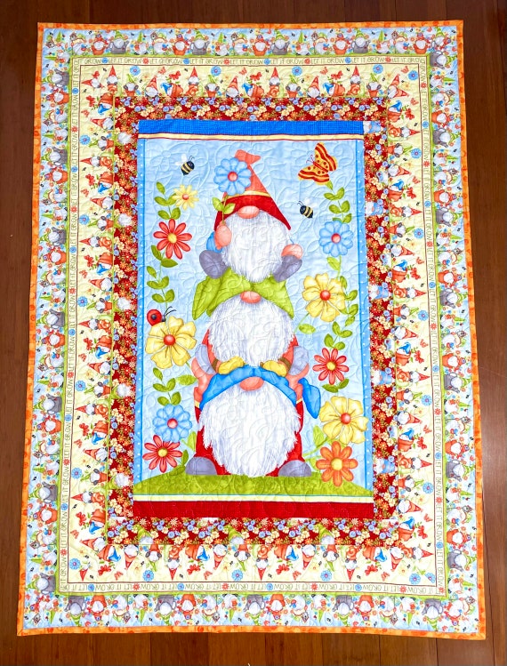 Let it grow Baby quilt, travel or play blanket. design measures 40” x 56”