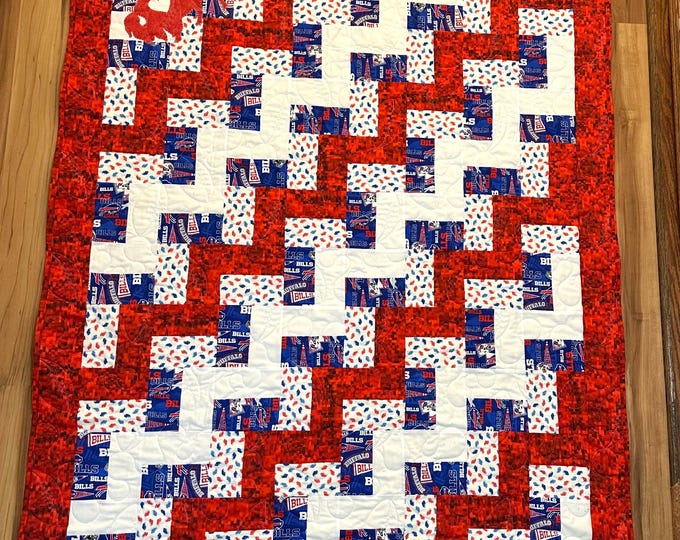 Buffalo stance HOMEMADE custom quilt 53“ x 64“, great for car, next Game day and travel