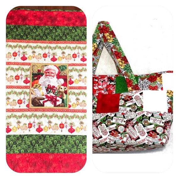 Santa delivery custom quilt 54βx 65β and Christmas bag 12β x 14β 20β as possible gift wrapping