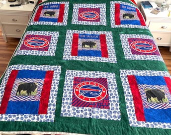 Buffalo Bills Quilt: Handmade Cotton 72”x 82”