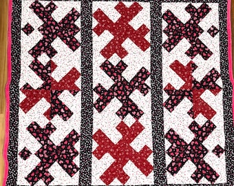 Edredón casero Love Day: tela de corazones y manta Minky con reverso suave (60” x 62”)