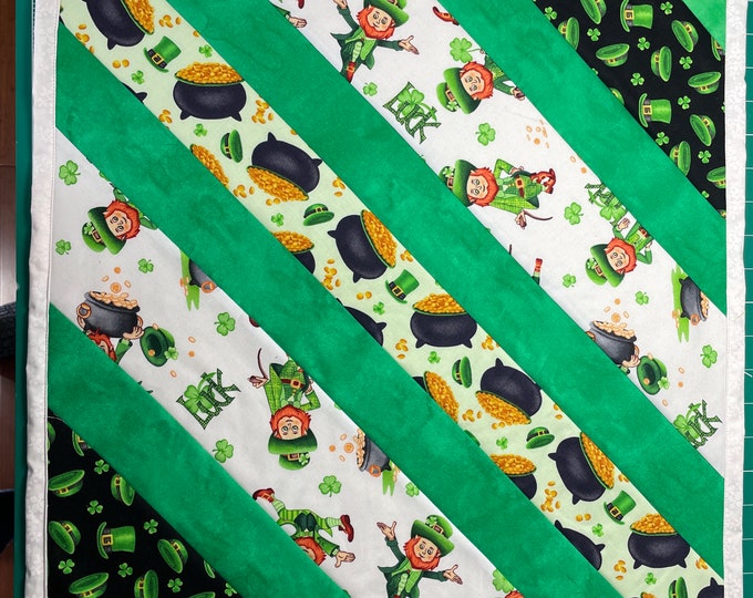 St. Patrick’s Day table square runner with orange bearded man 20” x 20”