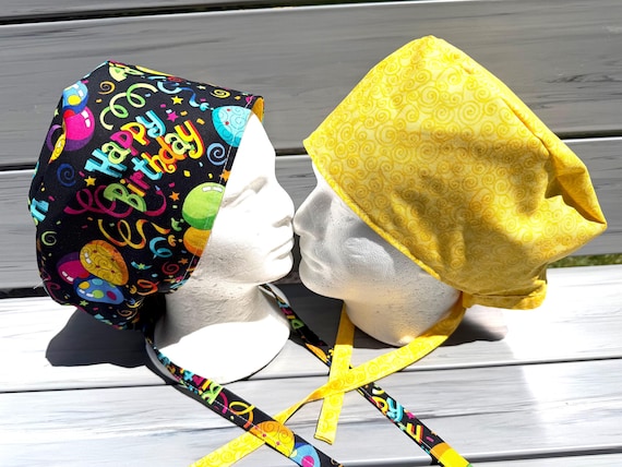 Happy  Birthday themed Surgical / Scrub cap / turban/ unisex  / reversible