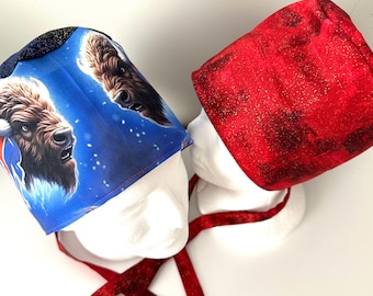 Surgical / Scrub cap / turban // fabric / unisex / buffalo / reversible