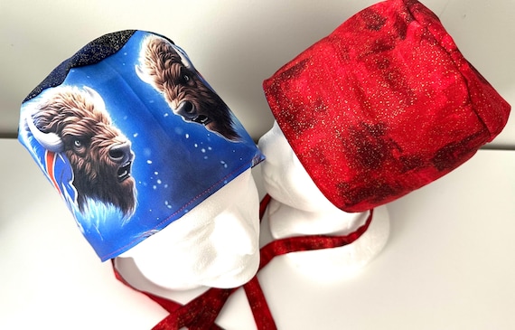 Surgical / Scrub cap / turban // fabric / unisex / buffalo / reversible