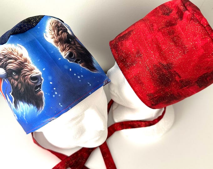 Surgical / Scrub cap / turban // fabric / unisex / buffalo / reversible
