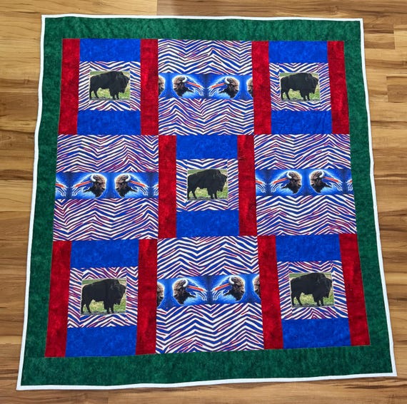Buffalo Bills Quilt: Handmade Cotton Throw (56” x 62”)