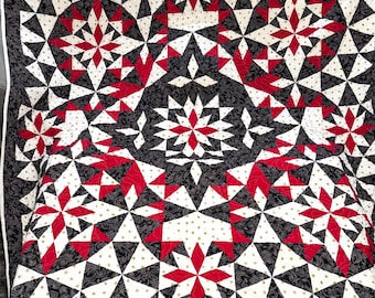 Homemade Cotton Quilt 83” x 83” swirling Quilting Patterns