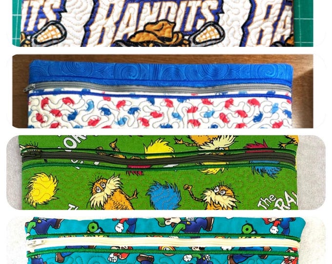 Pencil case bag 7” x 11” lacrosse / buffaloes / save the tree / brothers games
