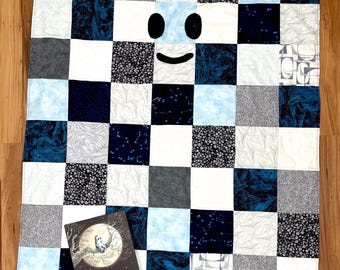 Christmas ghost / fall 42” x 50”  homemade quilt with flannel back and Book!