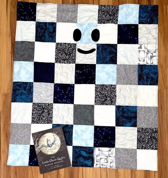 Christmas ghost / fall 42” x 50”  homemade quilt with flannel back and Book!