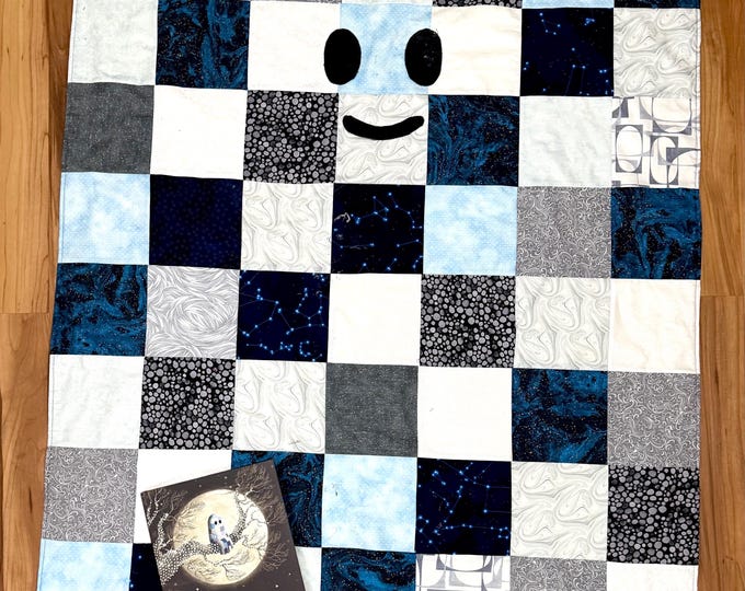 Christmas ghost / fall 42” x 50”  homemade quilt with flannel back and Book!