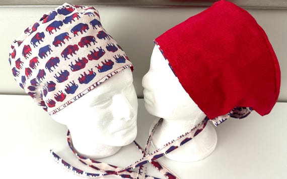 Surgical / Scrub cap fabric / unisex / buffalo / reversible My custom fabric