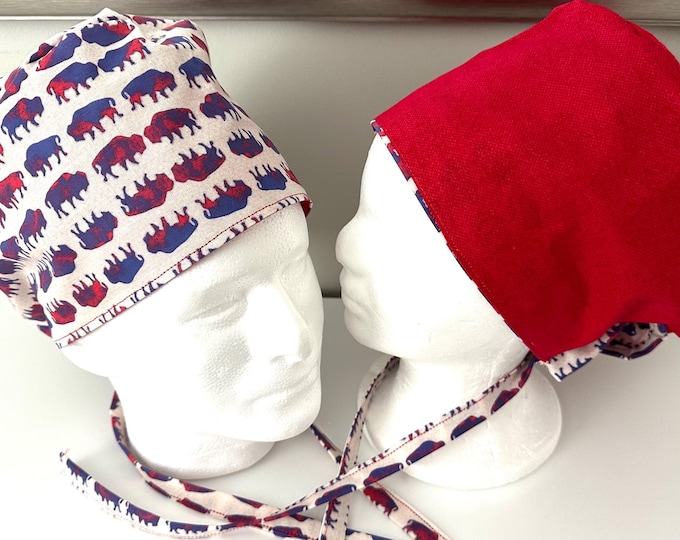 Surgical / Scrub cap fabric / unisex / buffalo / reversible My custom fabric