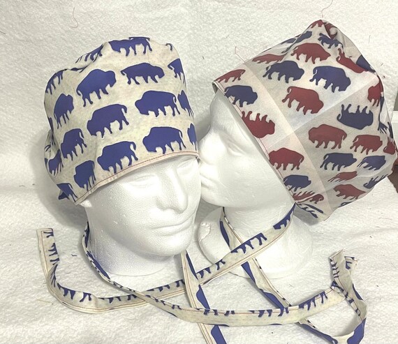 Surgical / Scrub cap fabric / unisex / buffaloes/ reversible my custom fabric!