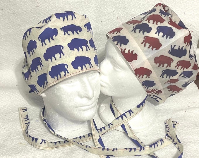 Surgical / Scrub cap fabric / unisex / buffaloes/ reversible my custom fabric!