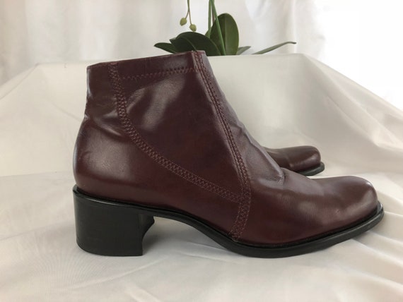 wine colored ankle boots