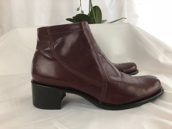 wine colored ankle boots