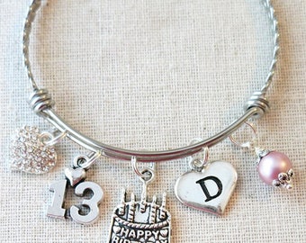 13th BIRTHDAY Charm Bracelet, Happy 11th 12th 13th Birthday, Teenage Daughter Gift Ideas, Birthday Gifts for Girls,13 Year Old Girl Birthday