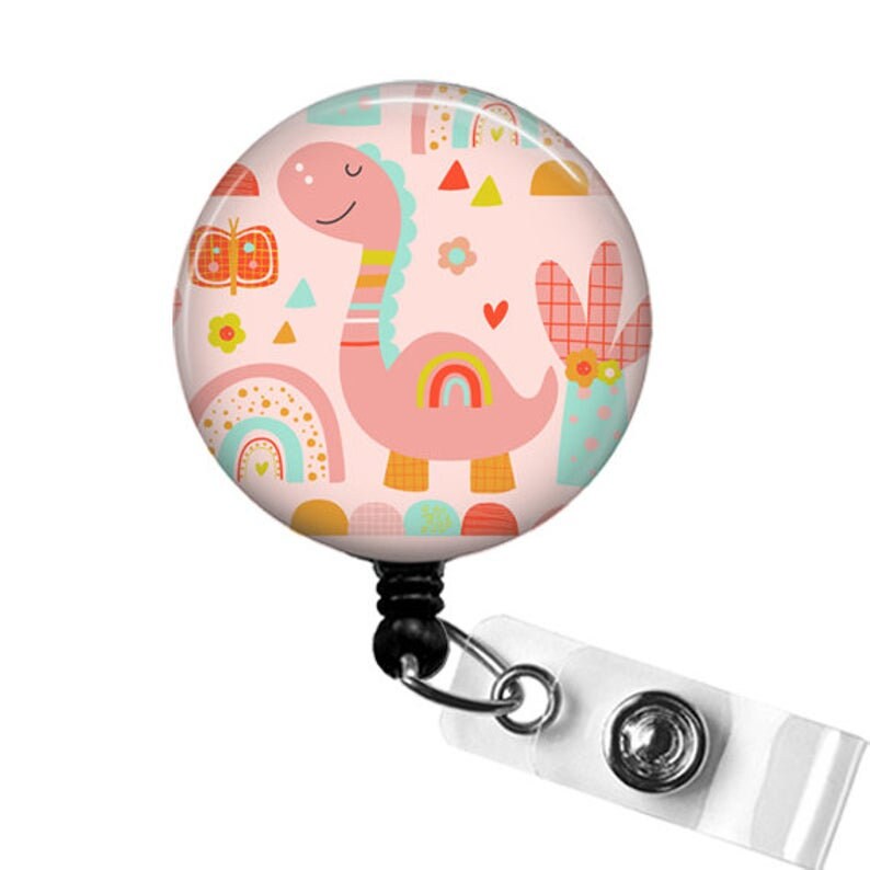 Teacher Badge Reel Animal Badge Reel PICU Badge Reel Cute Brontosaurus ID Badge Holder Nurse Badge Holder RN Gift Dinosaur Badge Reel