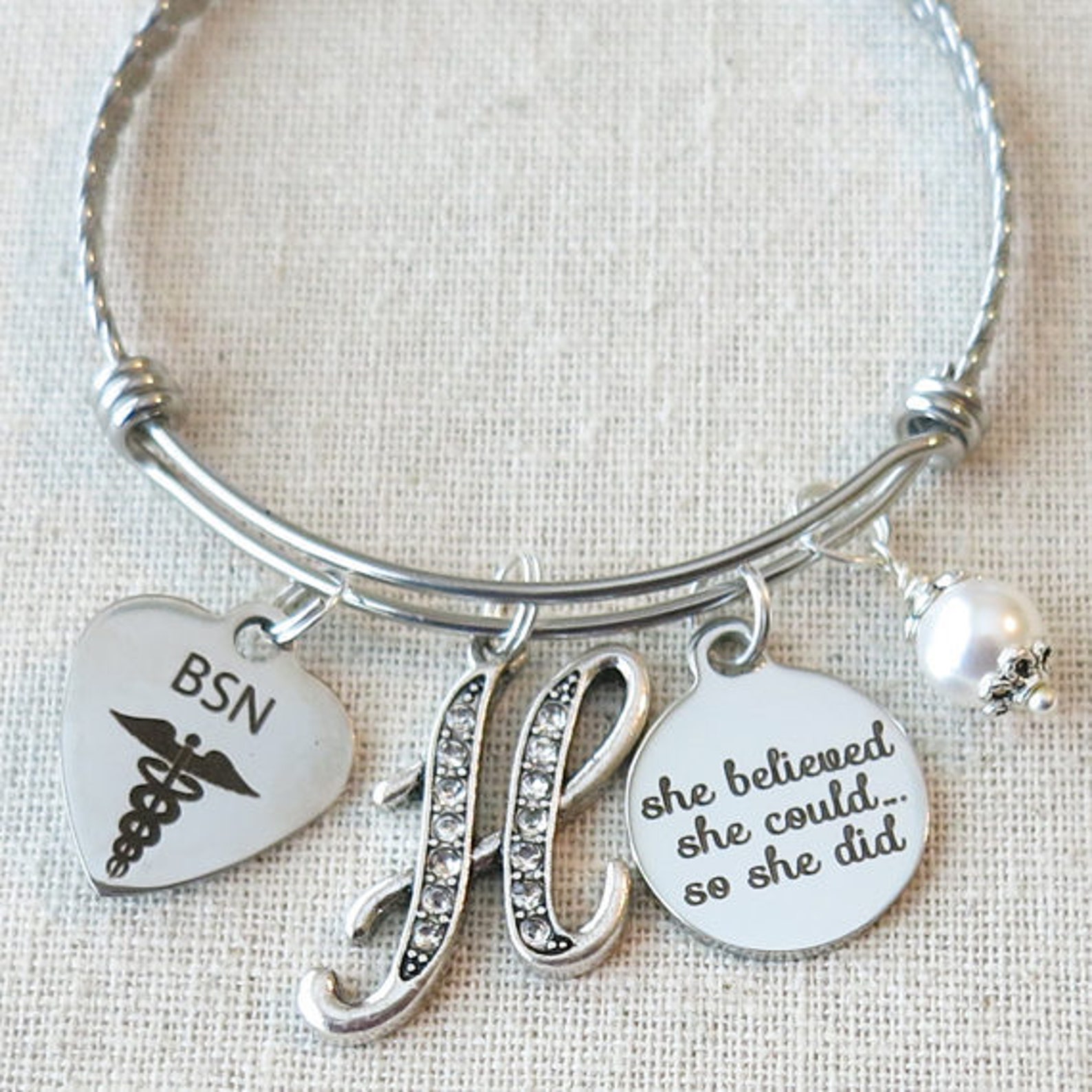 BSN Graduation Gift Bangle BSN Gifts for Nurses She Believed Etsy