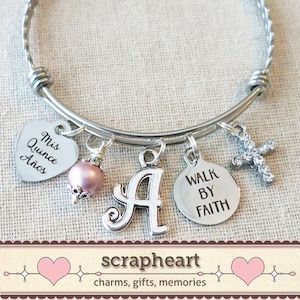 Mis Quince Años Bracelet, PERSONALIZED Quince Gift, CUSTOM Quinceañera Bangle, 15th Birthday, Walk By Faith Gift for Teenager, Sweet 15 Gift
