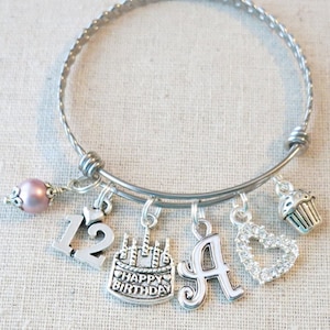 12th BIRTHDAY GIRL, 12th Birthday Charm Bracelet, Granddaughter Daughter Gift Idea, Girls Twelfth Birthday Gift, 12 Year Old Girl Birthday