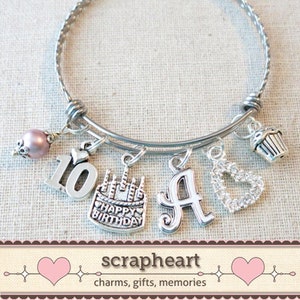 10th BIRTHDAY GIRL, 10th Birthday Charm Bracelet, Granddaughter Daughter Gift Idea, Girls Tenth Birthday Gift, 10 Year Old Girl Birthday