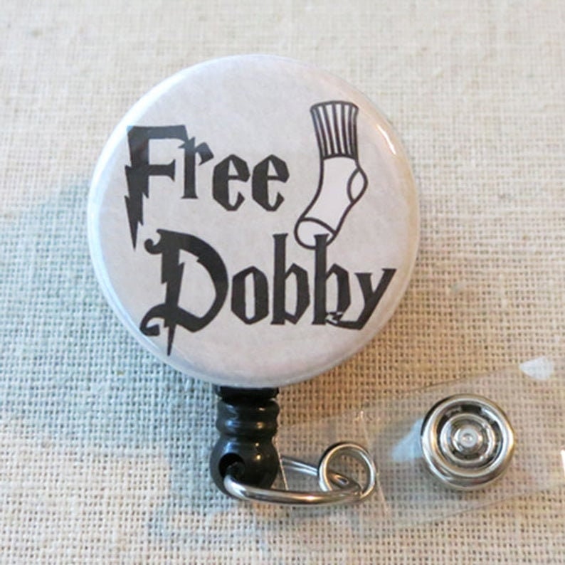 FREE DOBBY Harry Potter Inspired Retractable Name Badge Etsy