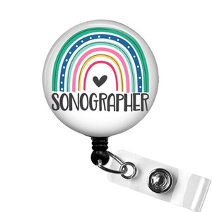 SONOGRAPHER Rainbow Badge Reel, Ultrasound Tech Badge Holder, Sonographer Retractable Badge Reel, RDMS Badge Reel, Sonography Badge Clip