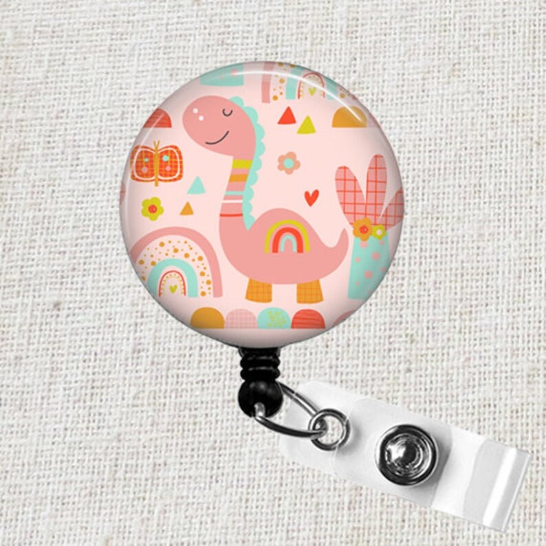 Teacher Badge Reel Animal Badge Reel PICU Badge Reel Cute Brontosaurus ID Badge Holder Nurse Badge Holder RN Gift Dinosaur Badge Reel