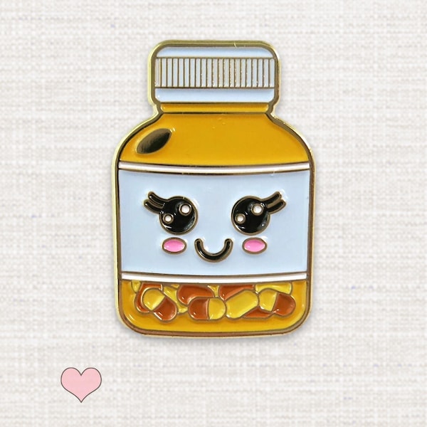 Pill Bottle Enamel Pin - Cute Smiling Pharmacy Pin, Pharmacist Gift, Pharmacy Tech Lapel Pin