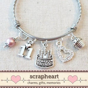 11th BIRTHDAY GIRL, 11th Birthday Charm Bracelet, Granddaughter Daughter Gift Idea, Girls Eleventh Birthday Gift, 11 Year Old Girl Birthday