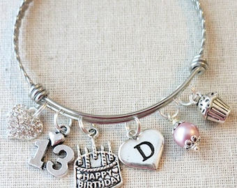 13th BIRTHDAY GIRL, 13th Birthday Charm Bracelet, Teenage Daughter Gift Ideas, Girls Thirteenth Birthday Gift, 13 Year Old Girl Birthday