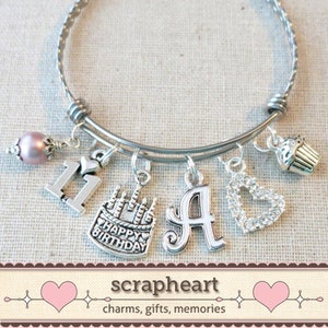 11th BIRTHDAY GIRL, 11th Birthday Charm Bracelet, Granddaughter Daughter Gift Idea, Girls Eleventh Birthday Gift, 11 Year Old Girl Birthday