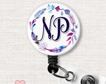 NP Badge Reel, Nurse Practitioner Badge Holder, Retractable ID Clip, NP Gift for Nurses