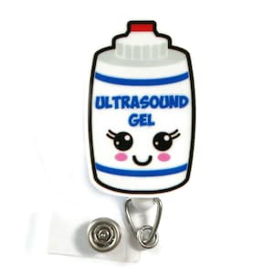 Cute Ultrasound Gel Badge Reel, Sonographer Badge ID Holder, Ultrasound Tech Badge Clip, RDMS Badge Holder, Sonography Badge Reel