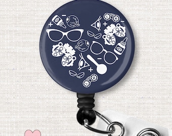 Optometry Badge Reel, Cute Ophthalmologist ID Badge Holder, Optometrist Eye Doctor Badge Reel, Optician Badge Reel, Optometry Student Badge Reel Gift