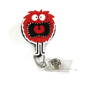 Cute Nurse Badge Reel, Funny Red Monster ID Badge Holder, Funny Nurse Badge Reels, Teacher Badge Clip, Nursing Student Badge Holder