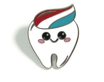 Tooth Pin, Cute Tooth Enamel Pin, Dental Pin, Funny Dentist Enamel Pin, Dental Assistant Dental Hygienist Pin, Gift for Dental Professional