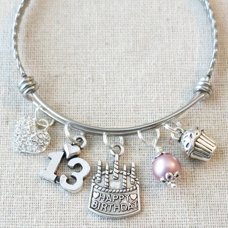 13th BIRTHDAY GIRL 13th Birthday Charm Bracelet Teenage Etsy